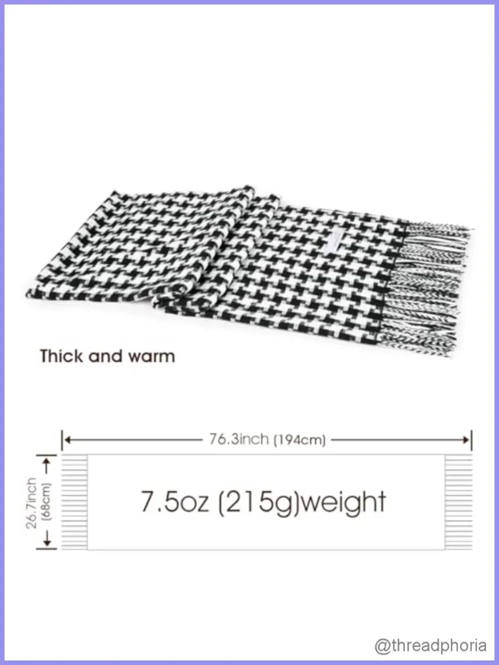 Women's Winter Scarf Classic Plaid Tassel Large Shawl Wrap